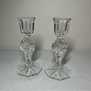 Vintage Crystal Candle Holders. Pinwheel